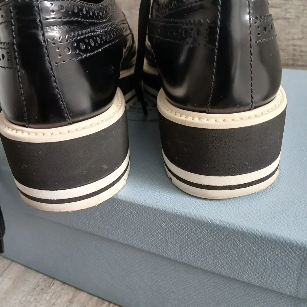 Prada Wingtip Oxford Platform shoes. - Picture 4 of 10